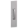 Hager 4" x 16" Square Corner 0.050" Gauge Pull Plate with Cast Pull on 5-1/2" Center from the Pull Plates Collection Satin Chrome