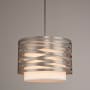 Hammerton Studio Tempest 4 Light 18" Wide Full Sized Single Pendant - Medium (E26) with White Linen Inner and Finished to Match Metal Outer Shade Metallic Beige Silver