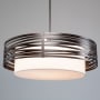 Hammerton Studio Tempest 8 Light 48" Wide Drum Chandelier - Medium (E26) with White Linen Inner and Finished to Match Metal Outer Shade Flat Bronze