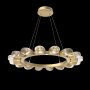 Hammerton Studio Pebble 16 Light 37" Wide LED Ring Chandelier - 3000K Gilded Brass / Clear