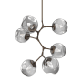 Hammerton Studio Nebula 6 Light 34" Wide LED Abstract Chandelier - 3000K Flat Bronze / Geo Smoke