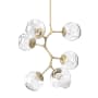 Hammerton Studio Nebula 6 Light 34" Wide LED Abstract Chandelier - 3000K Gilded Brass / Floret Clear