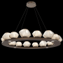 Hammerton Studio Mesa 20 Light 49" Wide LED Ring Chandelier - 3000K Flat Bronze / Amber