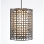 Hammerton Studio Tweed 12" Wide Cage Full Sized Single Pendant - Medium (E26) with Frosted Glass Inner and Finished to Match Metal Outer Shade Metallic Beige Silver