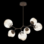 Hammerton Studio Nebula 6 Light 38" Wide LED Abstract Chandelier - 2700K Flat Bronze / Floret Amber