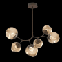 Hammerton Studio Nebula 6 Light 38" Wide LED Abstract Chandelier - 2700K Flat Bronze / Floret Bronze