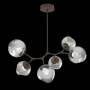 Hammerton Studio Nebula 6 Light 38" Wide LED Abstract Chandelier - 2700K Flat Bronze / Floret Smoke