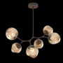 Hammerton Studio Nebula 6 Light 38" Wide LED Abstract Chandelier - 2700K Flat Bronze / Zircon Bronze