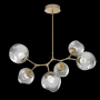 Hammerton Studio Nebula 6 Light 38" Wide LED Abstract Chandelier - 2700K Gilded Brass / Floret Smoke