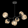 Hammerton Studio Nebula 6 Light 38" Wide LED Abstract Chandelier - 2700K Matte Black / Floret Bronze