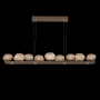 Hammerton Studio Mesa 12 Light 59" Wide LED Linear Chandelier - 2700K Flat Bronze / Mesa Bronze