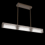 Hammerton Studio Tabulo 3 Light 43" Wide LED Linear Chandelier - 3000K Flat Bronze / Linea Glass