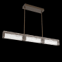 Hammerton Studio Tabulo 3 Light 43" Wide LED Linear Chandelier - 3000K Flat Bronze / Tidal Glass