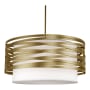 Hammerton Studio Tempest 4 Light 24" Wide Drum Chandelier - Medium (E26) with White Linen Inner and Finished to Match Metal Outer Shade Gilded Brass