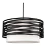 Hammerton Studio Tempest 4 Light 24" Wide Drum Chandelier - Medium (E26) with White Linen Inner and Finished to Match Metal Outer Shade Matte Black