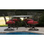 Hanover Monaco Five Piece Traditional Outdoor Dining Set with Porcelain Tile Table Top Red