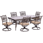 Hanover Traditions Seven Piece Aluminum Framed Polyester Outdoor Dining Set with Swivel Rockers Tan