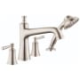 Hansgrohe Joleena Deck Mounted Roman Tub Filler with Built-In Diverter with Included Hand Shower, Less Rough In - Limited Lifetime Warranty Brushed Nickel