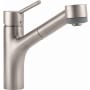 Hansgrohe Talis S 1.75 GPM Pull-Out Kitchen Faucet with Locking Spray Diverter - Limited Lifetime Warranty Steel Optik