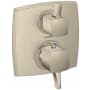 Hansgrohe Ecostat Classic Square Thermostatic Valve Trim Only with Integrated Volume Control and Diverter for 2 Distinct Functions - Less Rough In Brushed Nickel