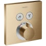 Hansgrohe ShowerSelect Square Thermostatic Valve Trim with On/Off Select Push Button for 2 Distinct Functions - Less Rough In Brushed Bronze