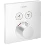 Hansgrohe ShowerSelect Square Thermostatic Valve Trim with On/Off Select Push Button for 2 Distinct Functions - Less Rough In Matte White