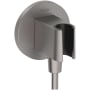 Hansgrohe FixFit S Round Wall Elbow with Handshower Holder - Less Hose Brushed Black Chrome