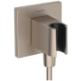 Hansgrohe FixFit E Square Wall Elbow with Handshower Holder - Less Hose Brushed Nickel