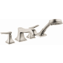 Hansgrohe Metropol Classic Deck Mounted Tub Filler with Built-In Diverter - Includes 1.8 GPM Hand Shower Brushed Nickel