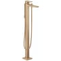 Hansgrohe Metropol Floor Mounted Tub Filler with Metal Lever Handle, Built-In Diverter, and Hand Shower - Limited Lifetime Warranty Brushed Bronze