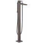 Hansgrohe Metropol Floor Mounted Tub Filler with Metal Lever Handle, Built-In Diverter, and Hand Shower - Limited Lifetime Warranty Brushed Black Chrome