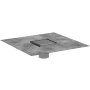 Hansgrohe RainDrain Brilliance Point Drain Set 4"x 4" Trim Tileable Rear Cover and Rough Brushed Stainless Steel