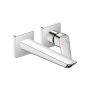 Hansgrohe Logis Fine 1.2 GPM Wall Mounted Mini-Widespread Bathroom Faucet - Less Drain Assembly and Rough In Chrome