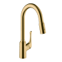 Hansgrohe Allegro N 1.75 GPM Single Hole Pull Down Kitchen Faucet with Magnetic Docking & Toggle Spray Diverter - Limited Lifetime Warranty Brushed Gold Optic