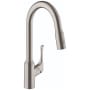 Hansgrohe Allegro N 1.75 GPM Single Hole Pull Down Kitchen Faucet with Magnetic Docking & Toggle Spray Diverter - Limited Lifetime Warranty Steel Optic
