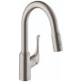 Hansgrohe Allegro N 1.75 GPM Single Hole Pull Down Kitchen Faucet with Magnetic Docking & Toggle Spray Diverter - Limited Lifetime Warranty Steel Optic