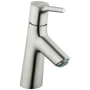 Hansgrohe Talis S 1.2 GPM Single Hole Bathroom Faucet with QuickClean, ComfortZone and EcoRight Technology - Includes Metal Pop-Up Drain Assembly Brushed Nickel