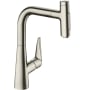 Hansgrohe Talis Select S 1.75 GPM Pull Out Kitchen Faucet HighArc Spout with Magnetic Docking & Toggle Spray Diverter - Limited Lifetime Warranty Steel Optic