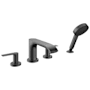 Hansgrohe Vivenis Deck Mounted Roman Tub Filler with Built-in Diverter - Includes Hand Shower Brushed Black Chrome