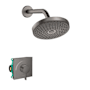 Hansgrohe Croma Shower Only Trim Package with 1.8 GPM Multi Function Shower Head, Shower Arm, and Valve Trim - Includes Rough-In Brushed Black Chrome