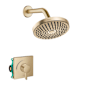 Hansgrohe Croma Shower Only Trim Package with 1.8 GPM Multi Function Shower Head, Shower Arm, and Valve Trim - Includes Rough-In Brushed Bronze