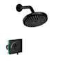 Hansgrohe Croma Shower Only Trim Package with 1.8 GPM Multi Function Shower Head, Shower Arm, and Valve Trim - Includes Rough-In Matte Black
