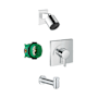 Hansgrohe Pulsify Tub and Shower Trim Package with 1.75 GPM Single Function Shower Head, Shower Arm, Valve Trim, and Tub Spout - Includes Rough-In Chrome