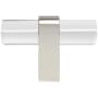 Hapny Home Clarity 2" Wide Solid Brass and Clear Acrylic Luxury Modern T Bar Cabinet Knob / Drawer Knob Clear / Polished Nickel