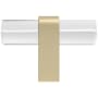 Hapny Home Clarity 2" Wide Solid Brass and Clear Acrylic Luxury Modern T Bar Cabinet Knob / Drawer Knob Clear / Satin Brass