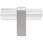 Hapny Home Clarity 2" Wide Solid Brass and Clear Acrylic Luxury Modern T Bar Cabinet Knob / Drawer Knob Clear / Satin Nickel