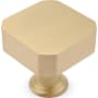 Hapny Home Mod 1-1/8" Square Block Solid Brass Modern Cabinet Knob / Drawer Knob with Snub Corners Satin Brass