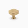 Hapny Home Mod 1-1/8" Square Block Solid Brass Modern Cabinet Knob / Drawer Knob with Snub Corners Unlacquered Satin Brass