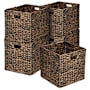 happimess Bryce 12-3/5" Wide Metal and Water Hyacinth Basket - Set of 5 Brown
