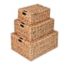happimess Brooks 22" Wide Metal and Water Hyacinth Basket - Set of 3 Natural
